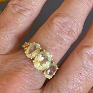 14K Yellow 3 Stone Citrine Ring